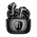 Wireless SoundBuds Pro earphones from Minha loja with sleek design and in-ear fit, shown in black with charging case.