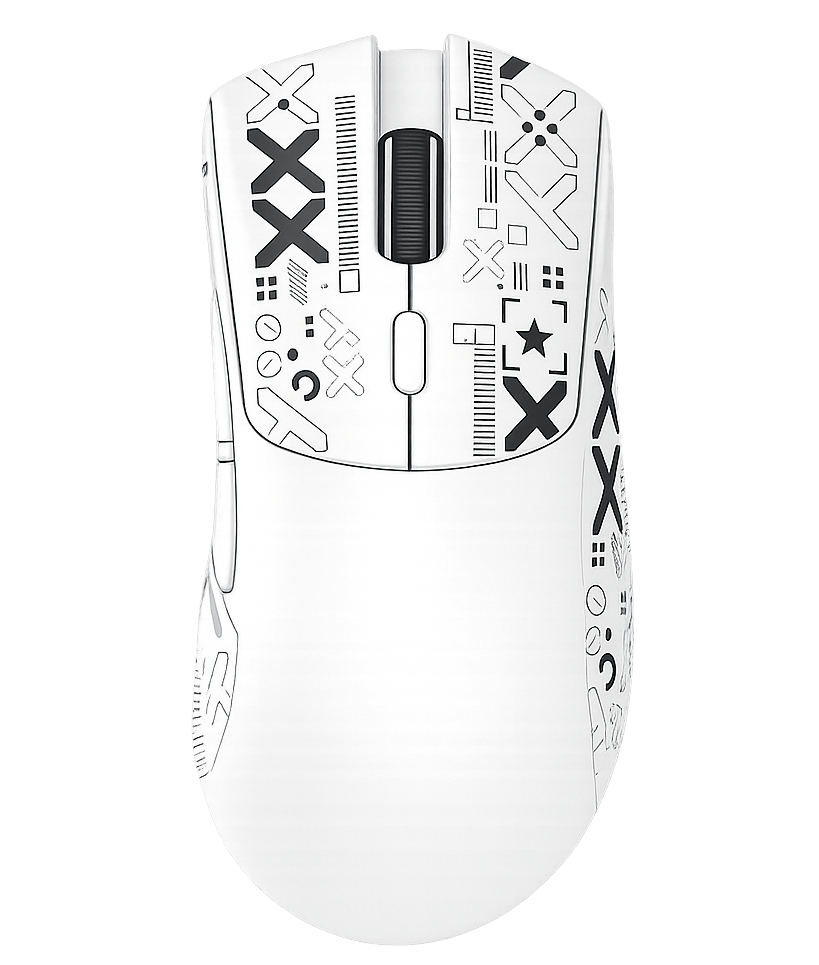 Attack Shark R1 wireless gaming mouse by Minha loja, showing ergonomic design and customizable buttons on a sleek black surface.