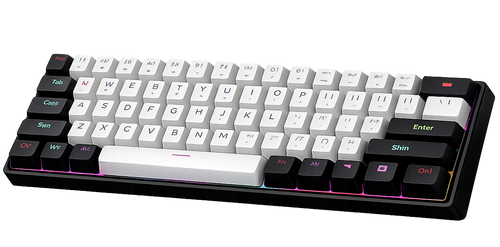 RGB mechanical gaming keyboard with 60% layout featuring colored backlit keys and compact design from Minha loja.