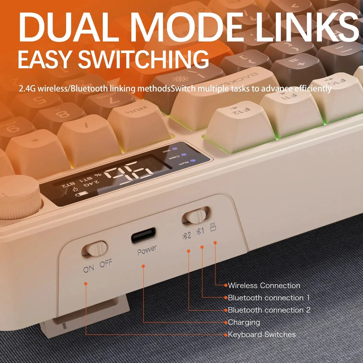 FreeWolf M96 Wireless Keyboard with Screen