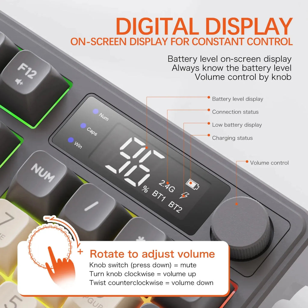 FreeWolf M96 Wireless Keyboard with Screen