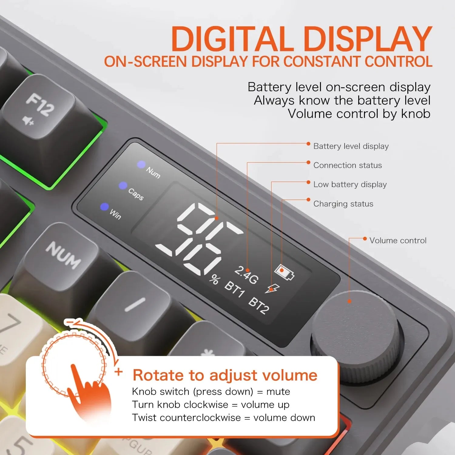 FreeWolf M96 Wireless Keyboard with Screen