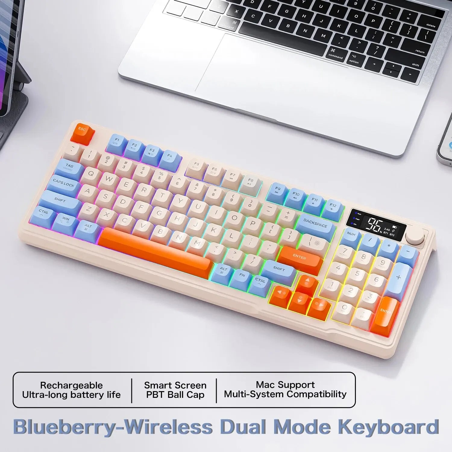 FreeWolf M96 Wireless Keyboard with Screen