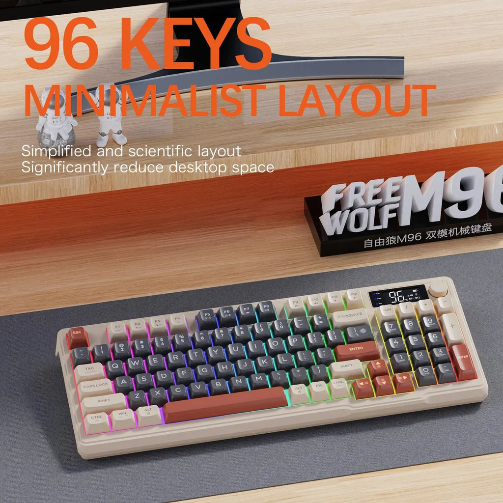 FreeWolf M96 Wireless Keyboard with Screen