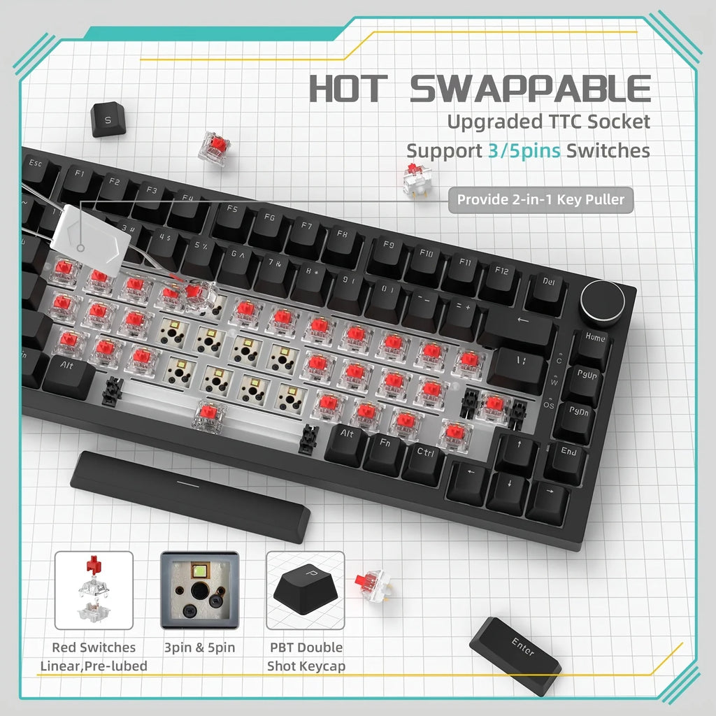 Ajazz AK820 Wired Mechanical Keyboard
