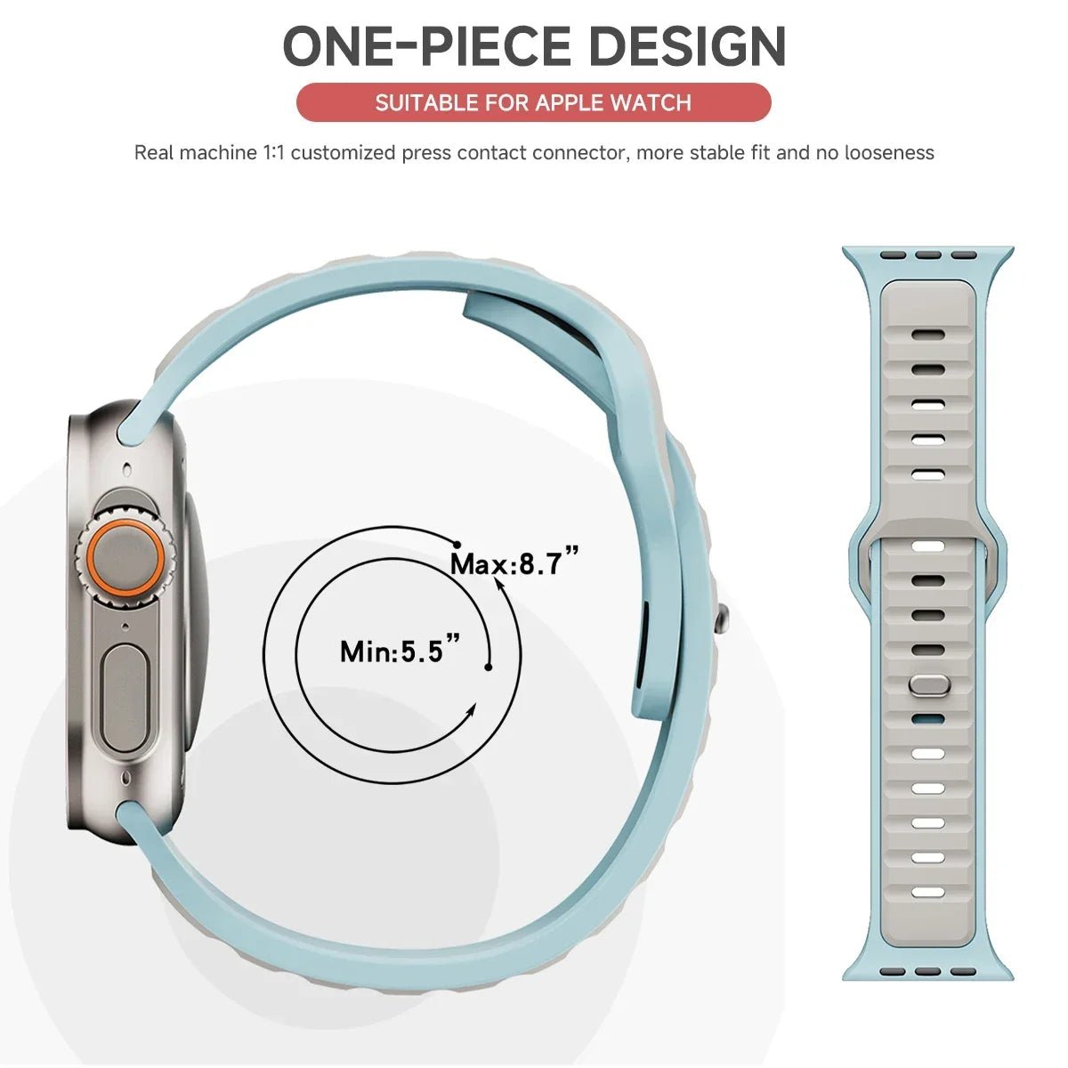 Apple Watch silicone sport band in vibrant colors, designed for comfortable wear and secure fit on Apple Watch models.