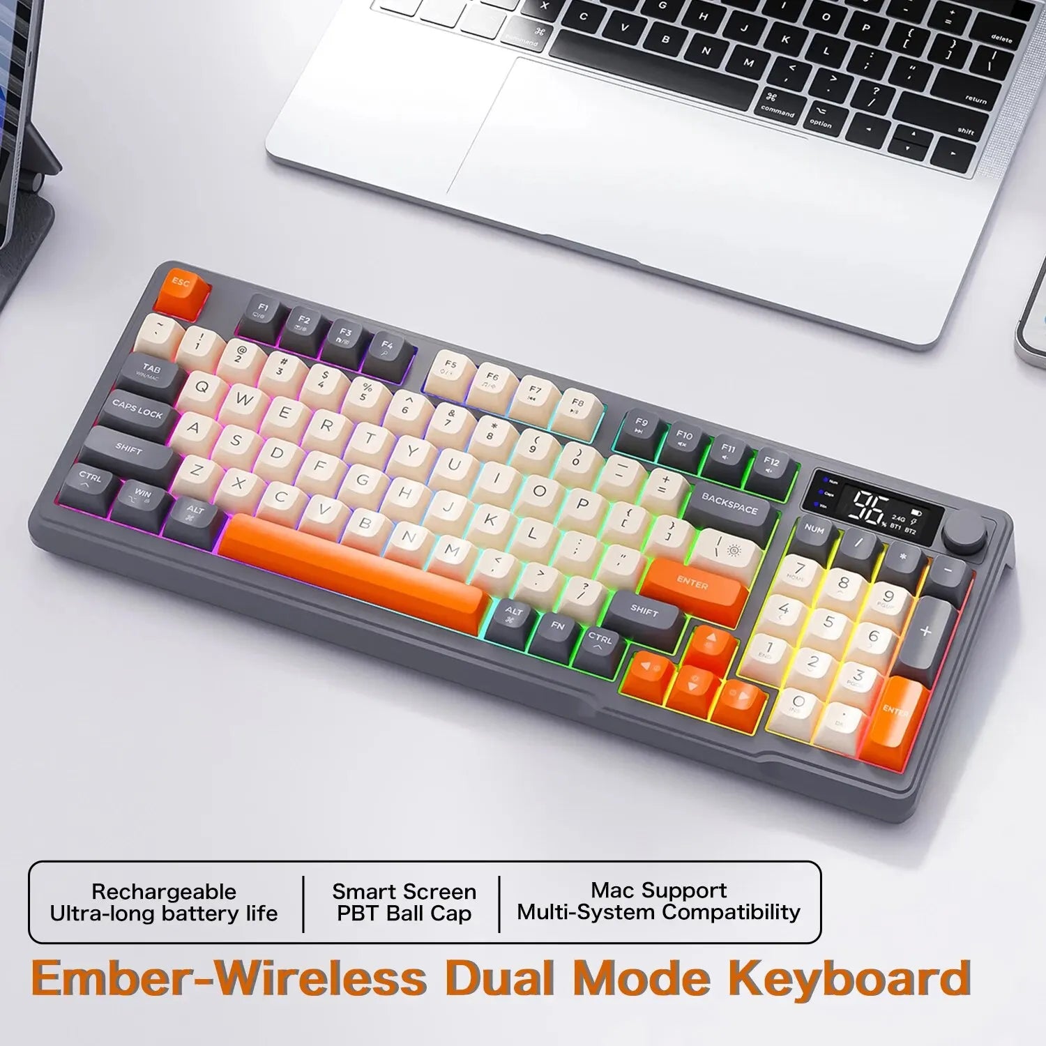 FreeWolf M96 Wireless Keyboard with Screen