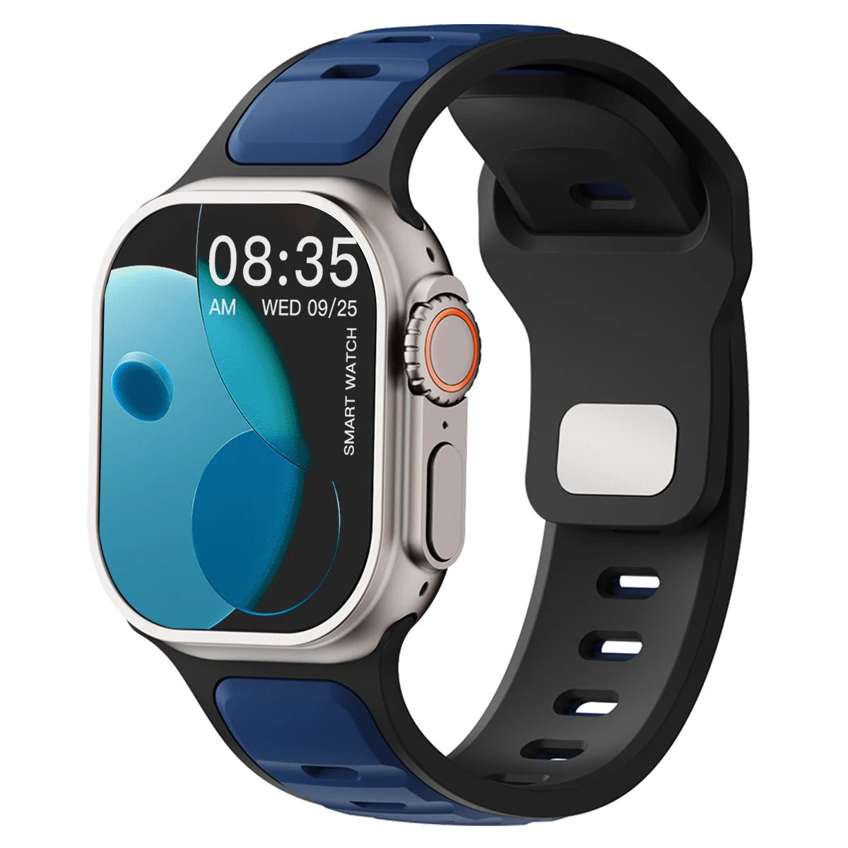 Apple Watch silicone sport band in vibrant colors, designed for comfortable, secure fit during workouts and daily wear.