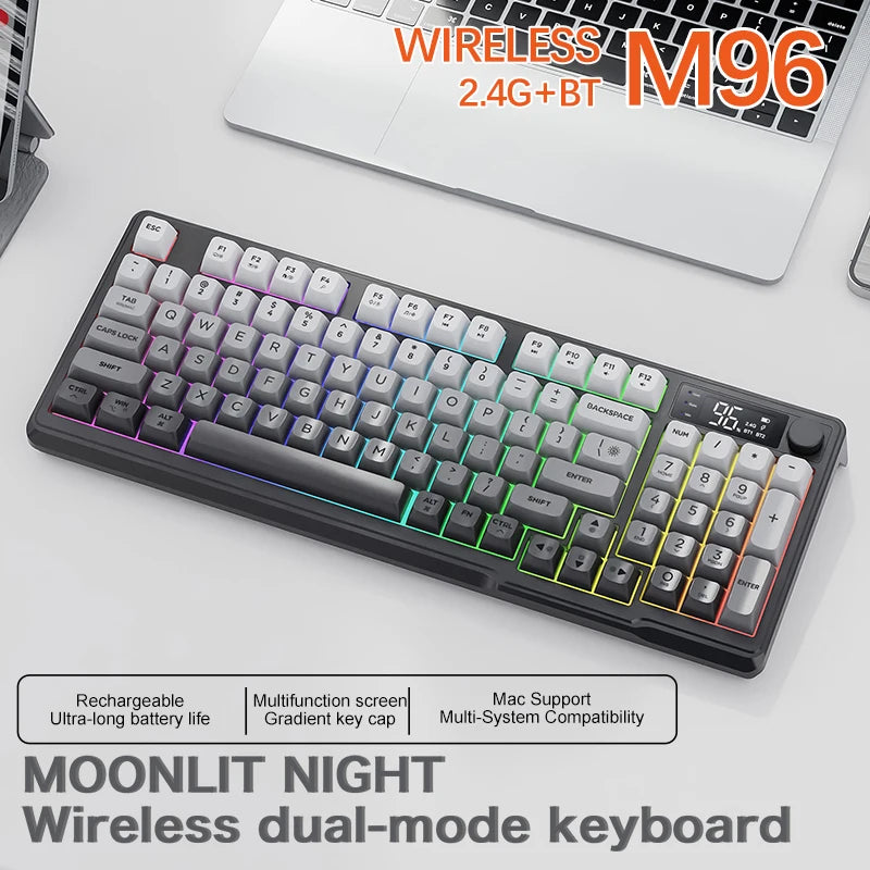 FreeWolf M96 Wireless Keyboard with Screen