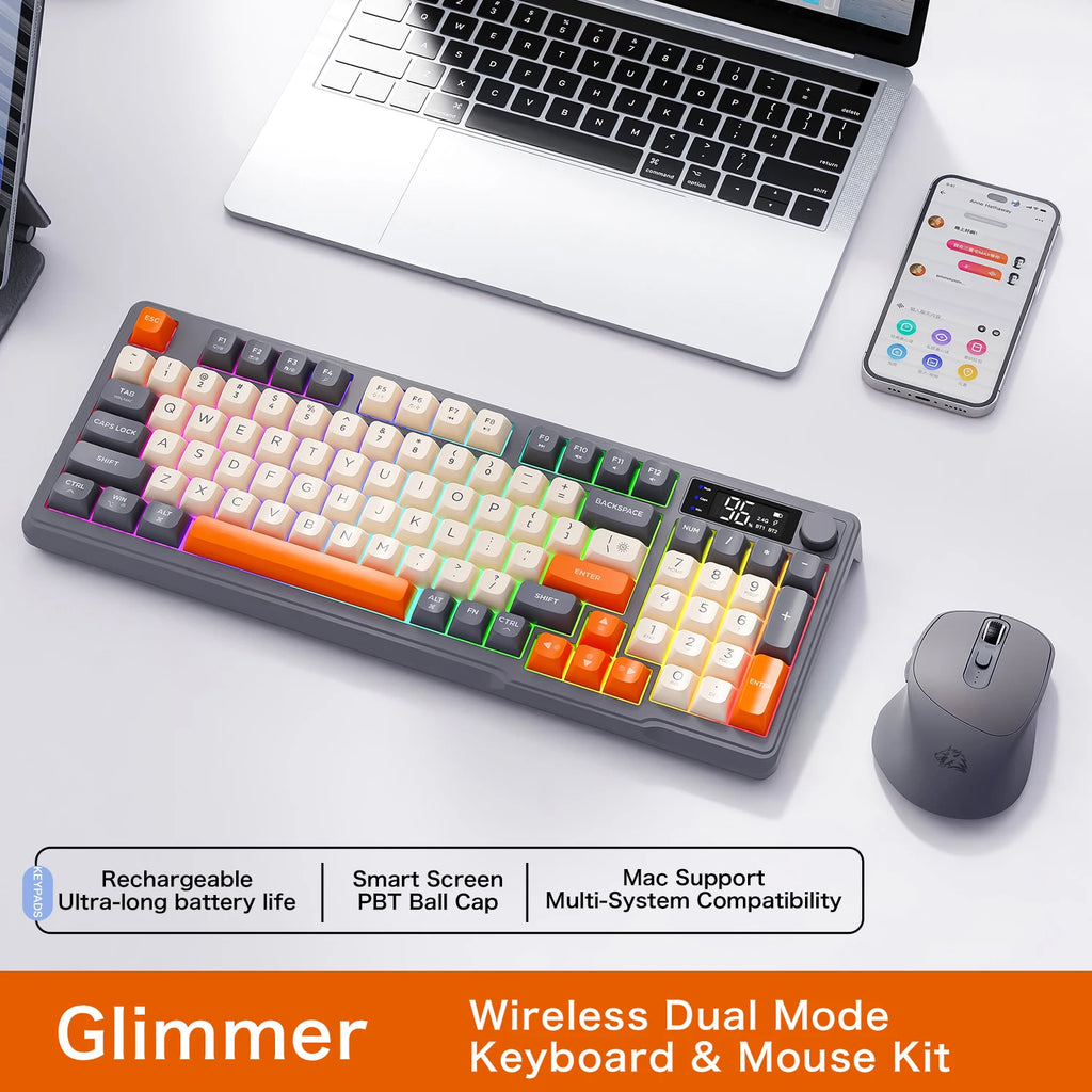 FreeWolf M96 Wireless Keyboard with Screen