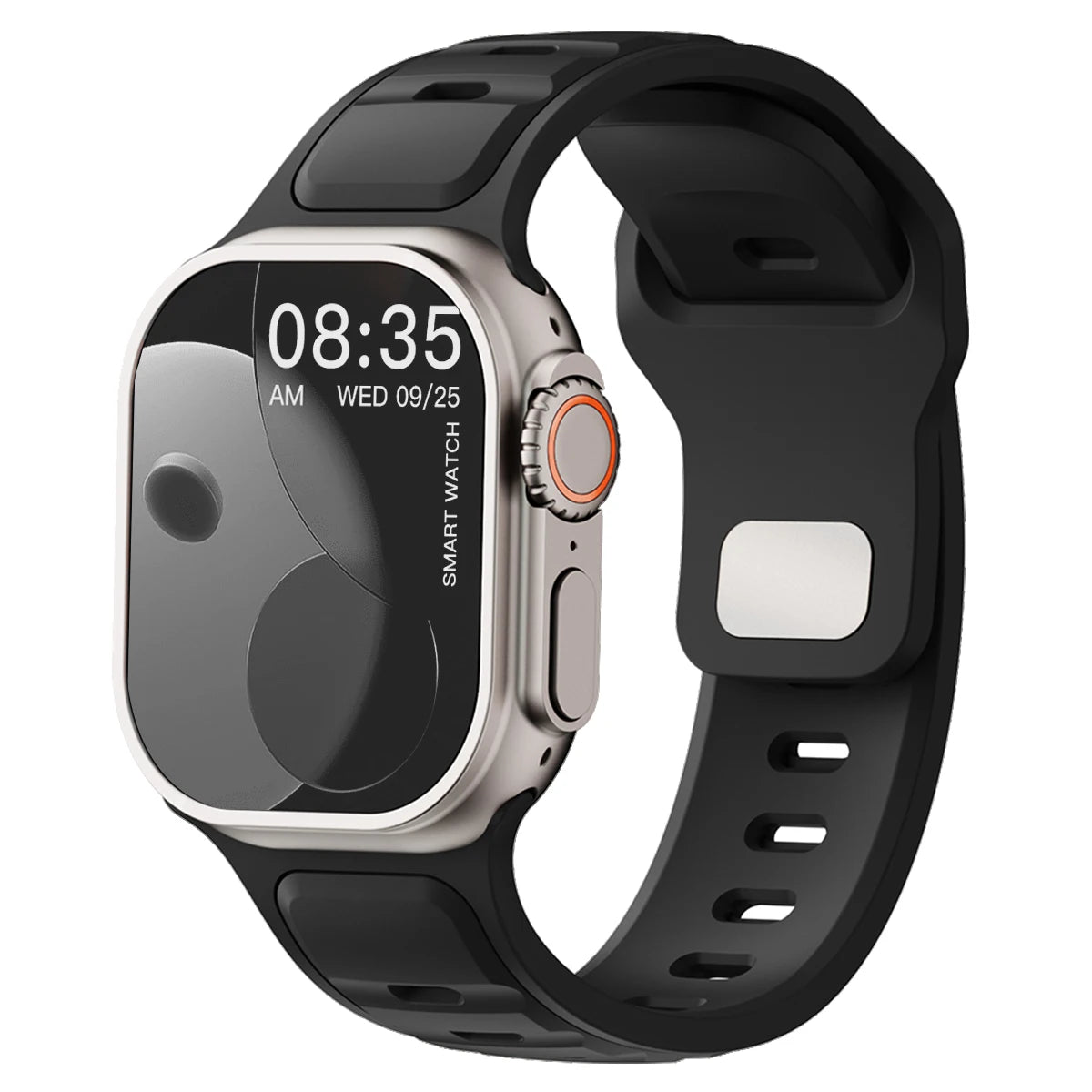 Apple Watch silicone sport band in vibrant colors, designed for comfortable fitness tracking and everyday wear.