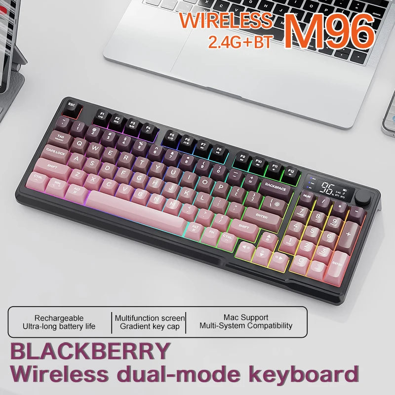 FreeWolf M96 Wireless Keyboard with Screen