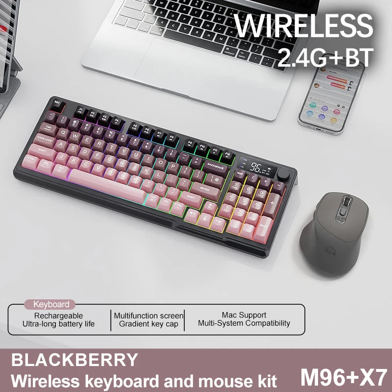 FreeWolf M96 Wireless Keyboard with Screen