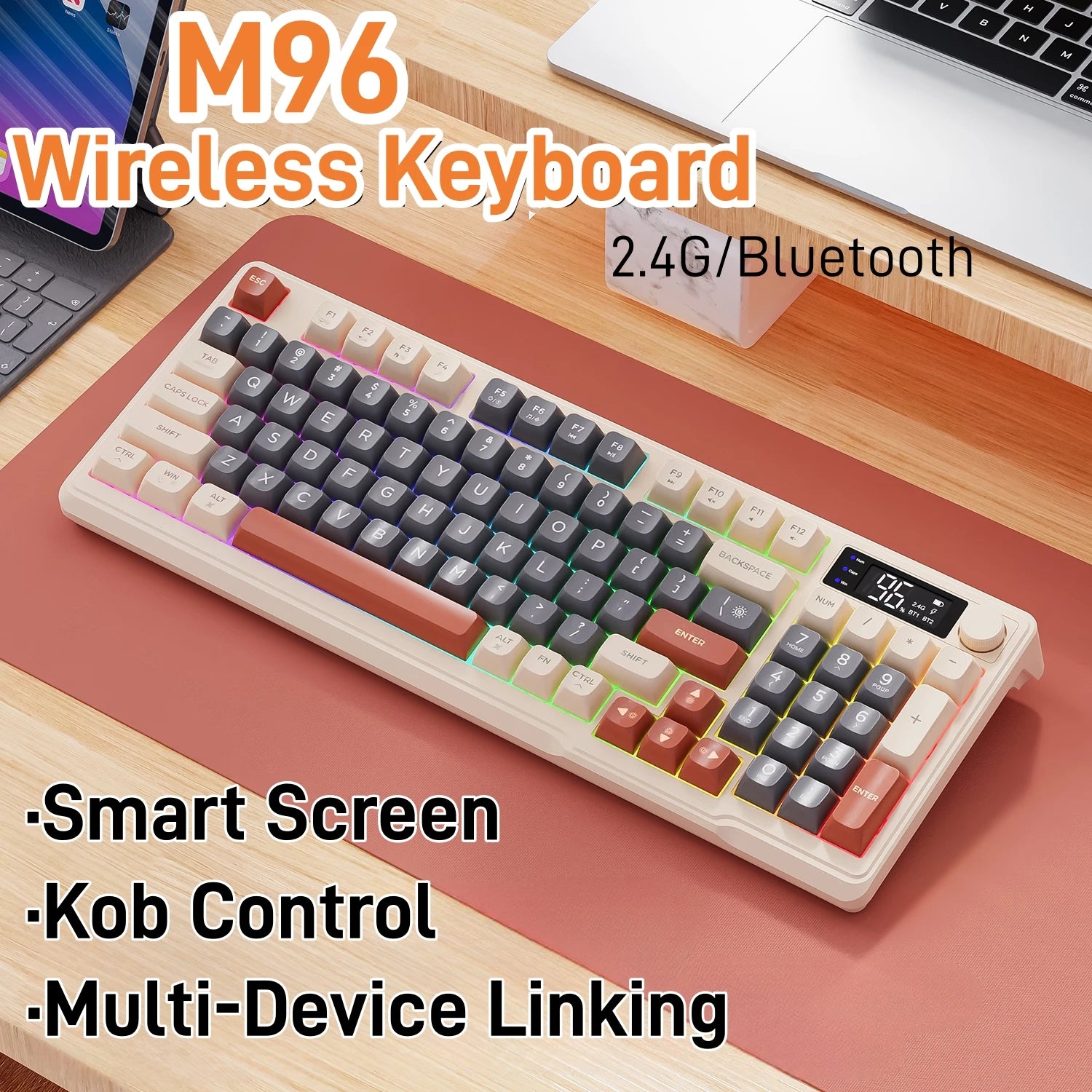 FreeWolf M96 Wireless Keyboard with Screen