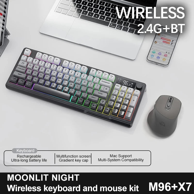 FreeWolf M96 Wireless Keyboard with Screen