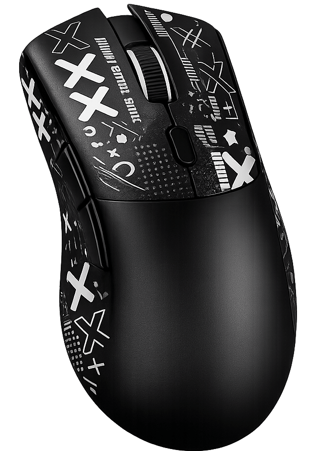 Black Attack Shark R1 wireless gaming mouse with ergonomic design and customizable buttons, ideal for gaming and high-precision control.